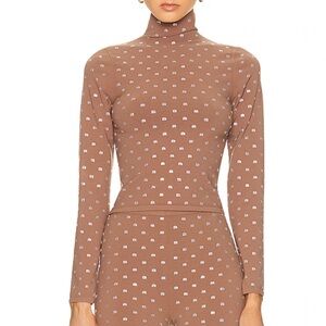 Alexander Wang Taupe Turtle Neck Embellished Top